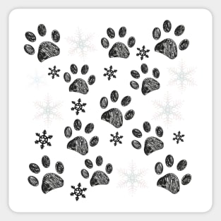 Paw prints  snowflakes Sticker